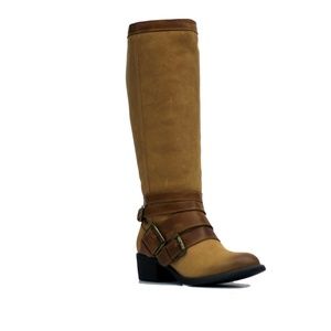 New Camel Leather Burnished Strap Riding Boot